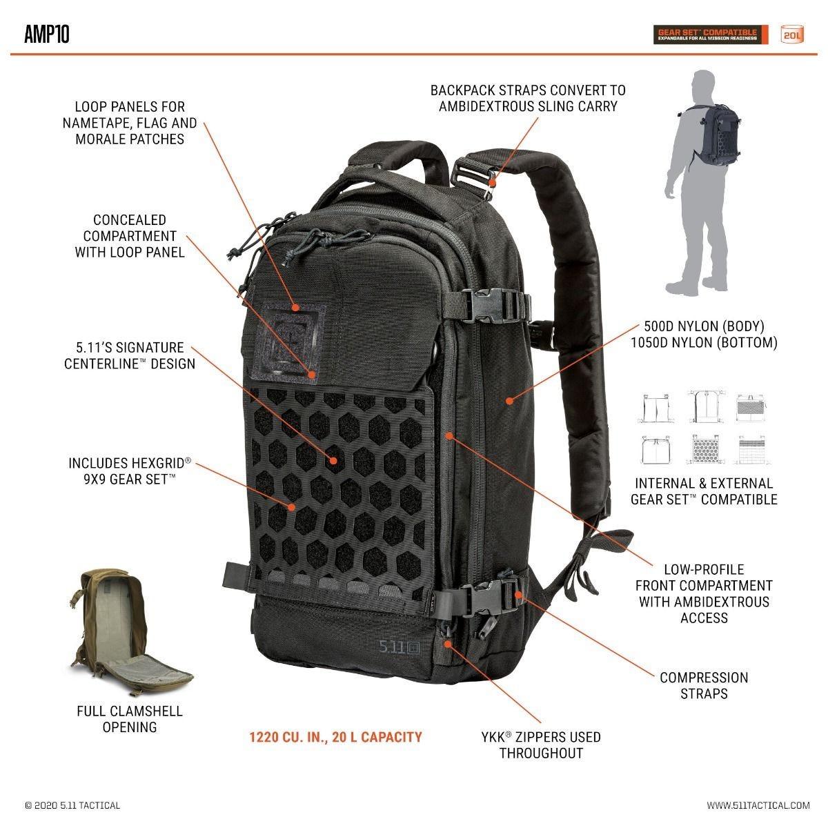 5.11 TACTICAL AMP10 バックパック 5.11 Tactical AMP10 Backpack 20L